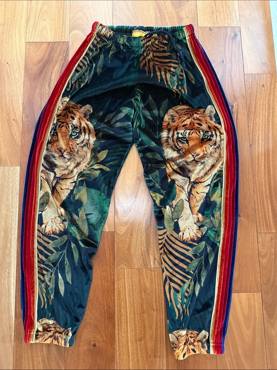 Aviator Nation Pants - Aviator Nation Green Tiger Velvet Sweatpants M
